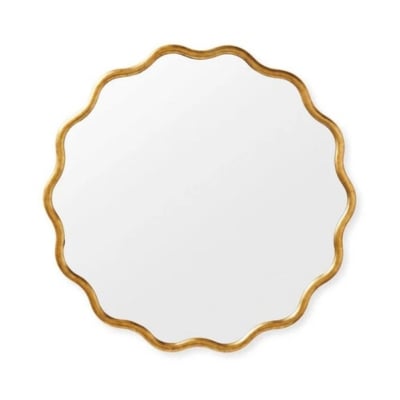 A gold framed mirror on a white background, inspired by the Serena and Lily look for less.
