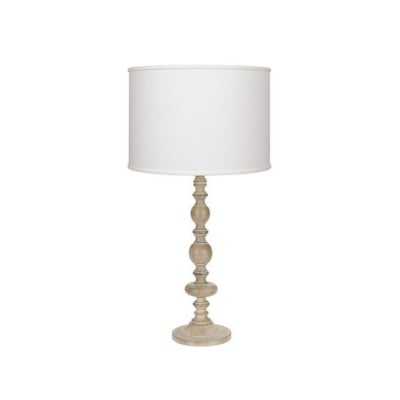 A Serena and Lily-look table lamp with a white shade.