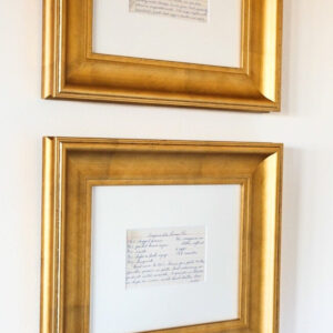 Gold framed recipe cards for kitchen art