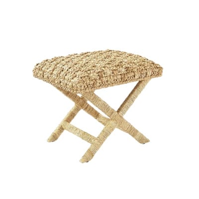A rattan x base stool from Serena and Lily