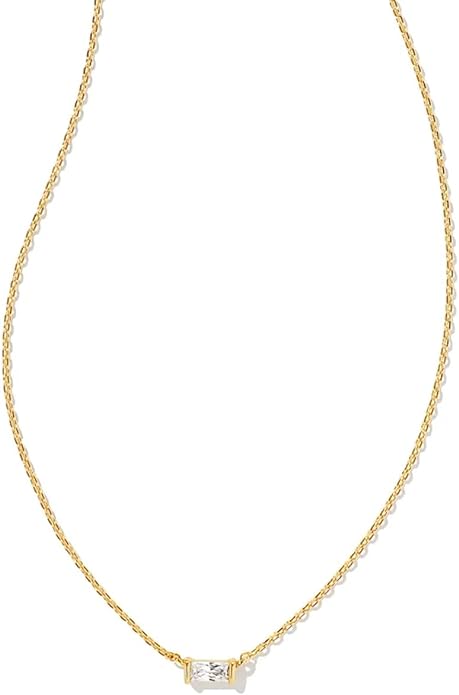 Gold chain necklace with a small rectangular clear gemstone pendant, perfect for adding a touch of elegance to any look. Don’t miss the chance to snag this timeless piece on Prime Day for an unbeatable price.