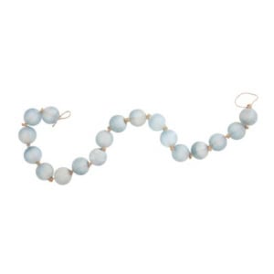 A string of round, light blue beads connected by small gold links, arranged in a loose zigzag pattern on a white background—a perfect way to achieve the Pottery Barn look for less.