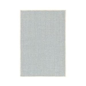 A rectangular area rug with a small blue and white geometric grid pattern and a thin white border—perfect for any space, just check our rug size guide to find your ideal rug size.