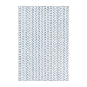 Rectangular area rug with a repeating blue and white herringbone pattern on a light background. Refer to our rug size guide to choose the perfect fit for your space.