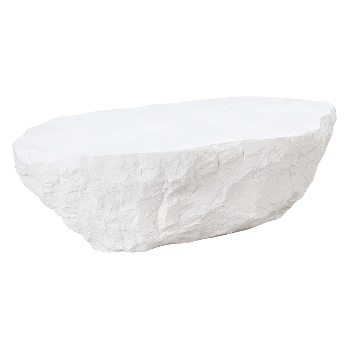 Large, oval-shaped white stone with a rough, uneven surface and flat top, offering the sculpted rock aesthetic and delivering a Serena and Lily look for less.