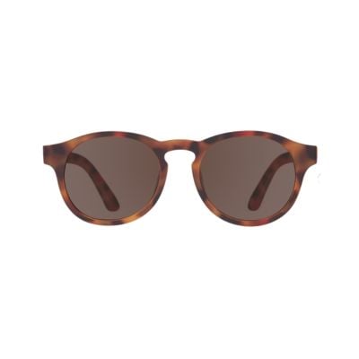 Brown tortoiseshell round sunglasses with dark lenses, shown facing forward on a plain white background—stylish and perfect as unique Easter basket fillers.
