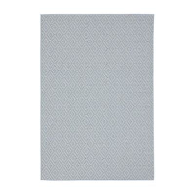 A rectangular rug with a subtle diamond pattern in light gray tones, offering a Serena and Lily look for less.
