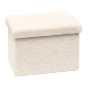 Rectangular, cream-colored box with a soft, padded lid and textured surface, photographed against a white background.