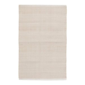 Rectangular beige rug with a subtle herringbone pattern, displayed on a white background.