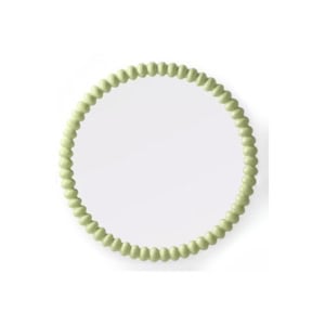A circular frame made of light green beads.