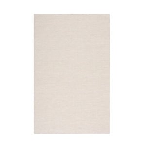 Rectangular area rug in a solid off-white color.