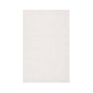 Rectangular off-white area rug with a fine, textured horizontal stripe pattern.